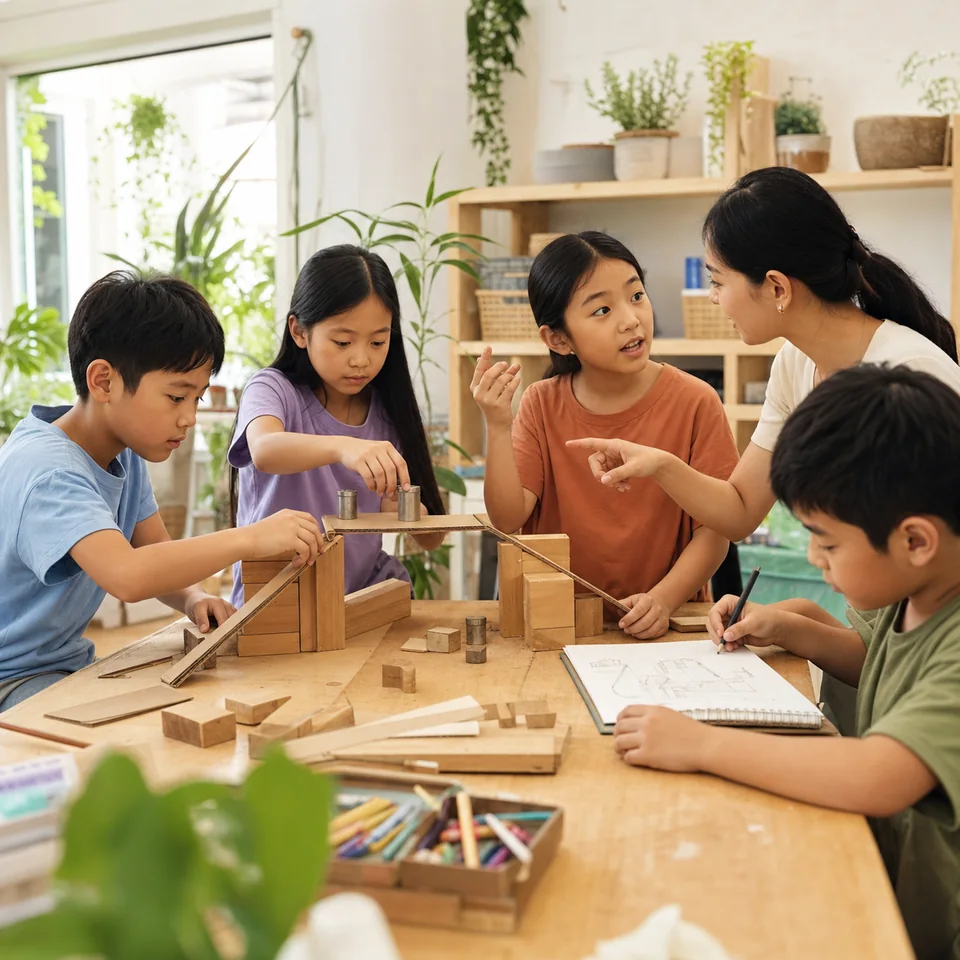 A child actively exploring materials during a creative activity