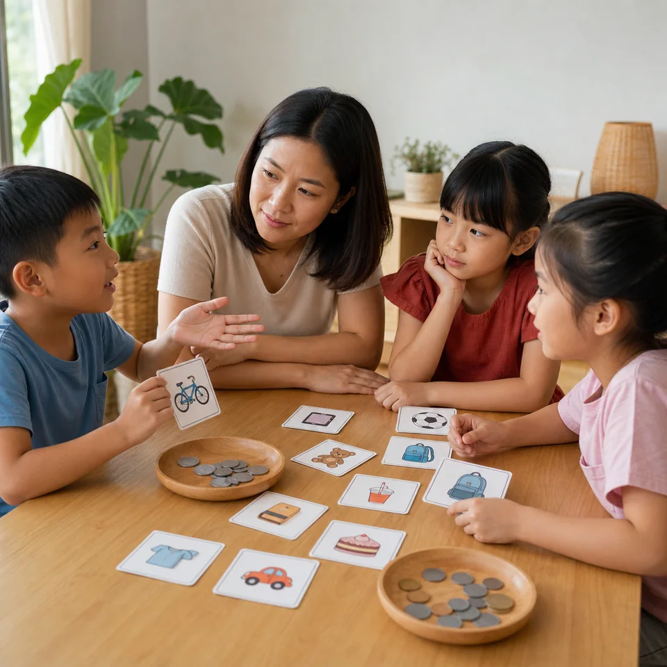 Children learning a practical skill through a hands-on activity